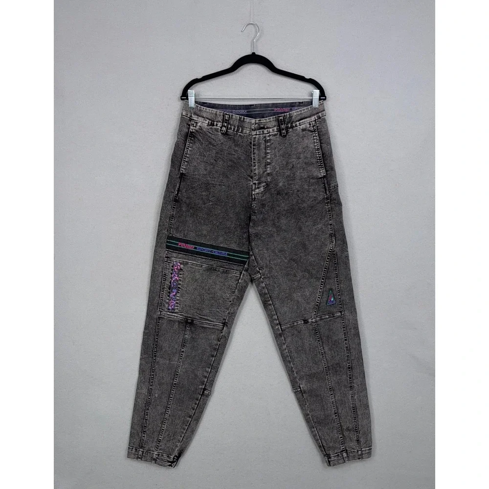 Pit Viper Mens Medium Gray Acid Wash Sport Denim Jogger Pants Streetwear Y2K